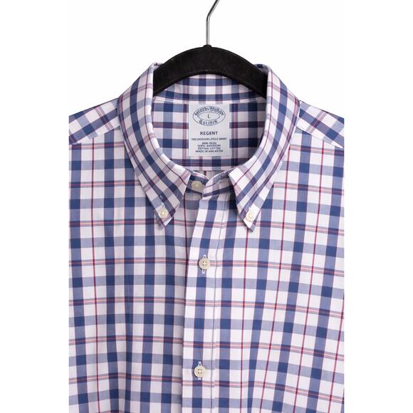 Brooks Brothers Regent Blue Gingham Button Down Men’s L, Bus/ Classic timeless - Picture 6 of 7